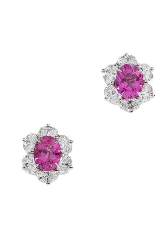 Oscar Heyman - Platinum Pink Sapphire & Diamond Earrings