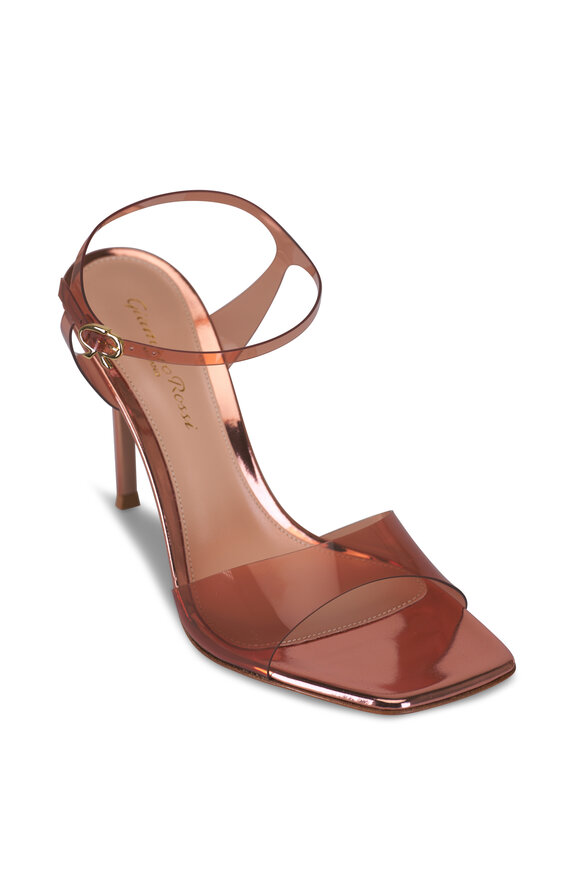 Gianvito Rossi Rose Gold Glass Leather & Metallic Sandal, 95mm