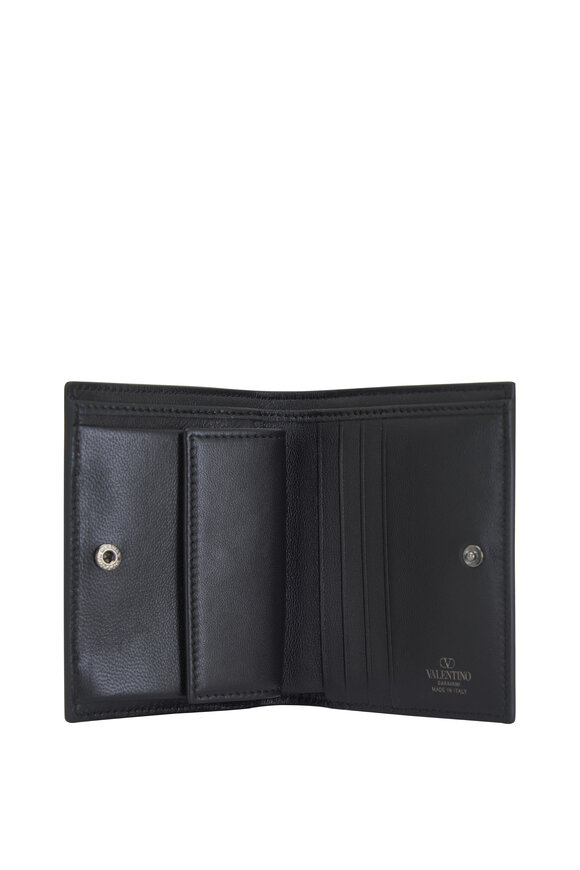 Valentino Garavani - Vlogo Metallic Anthracite Compact Wallet 