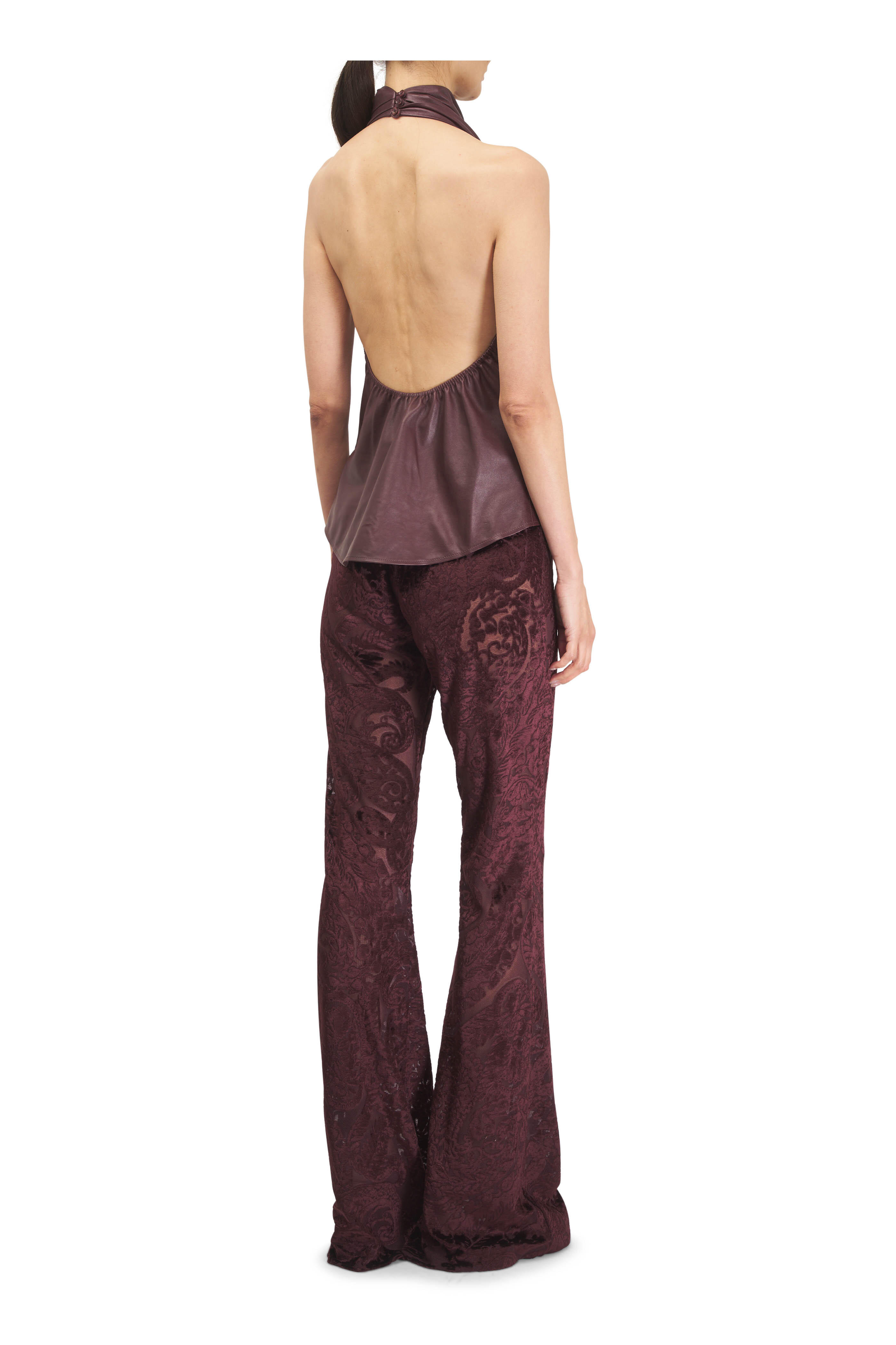 TWP - Friday Night Burgundy Paper Leather Halter Top