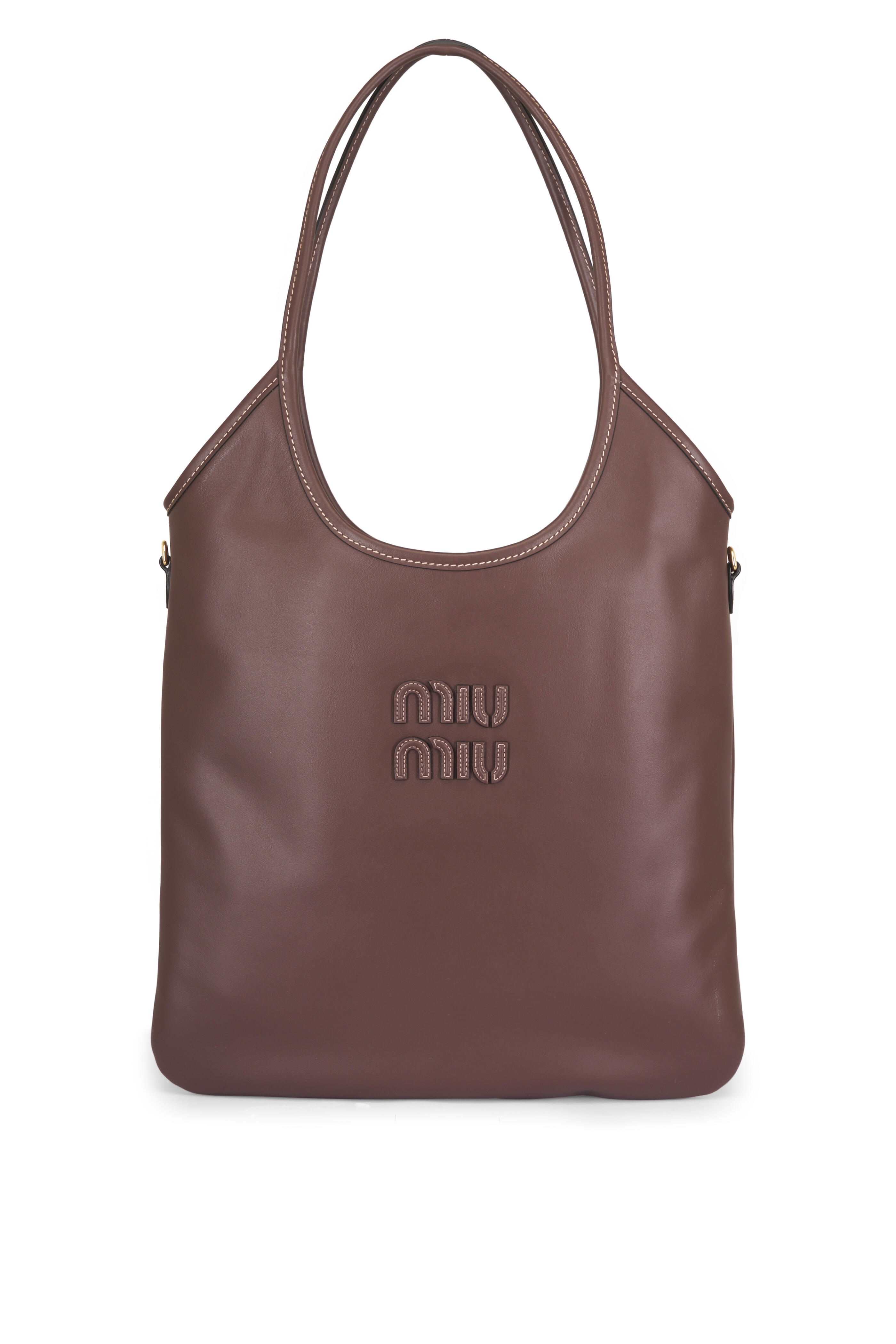 Miu Miu - Large Ivy Radica Brown Leather Tote - view 1