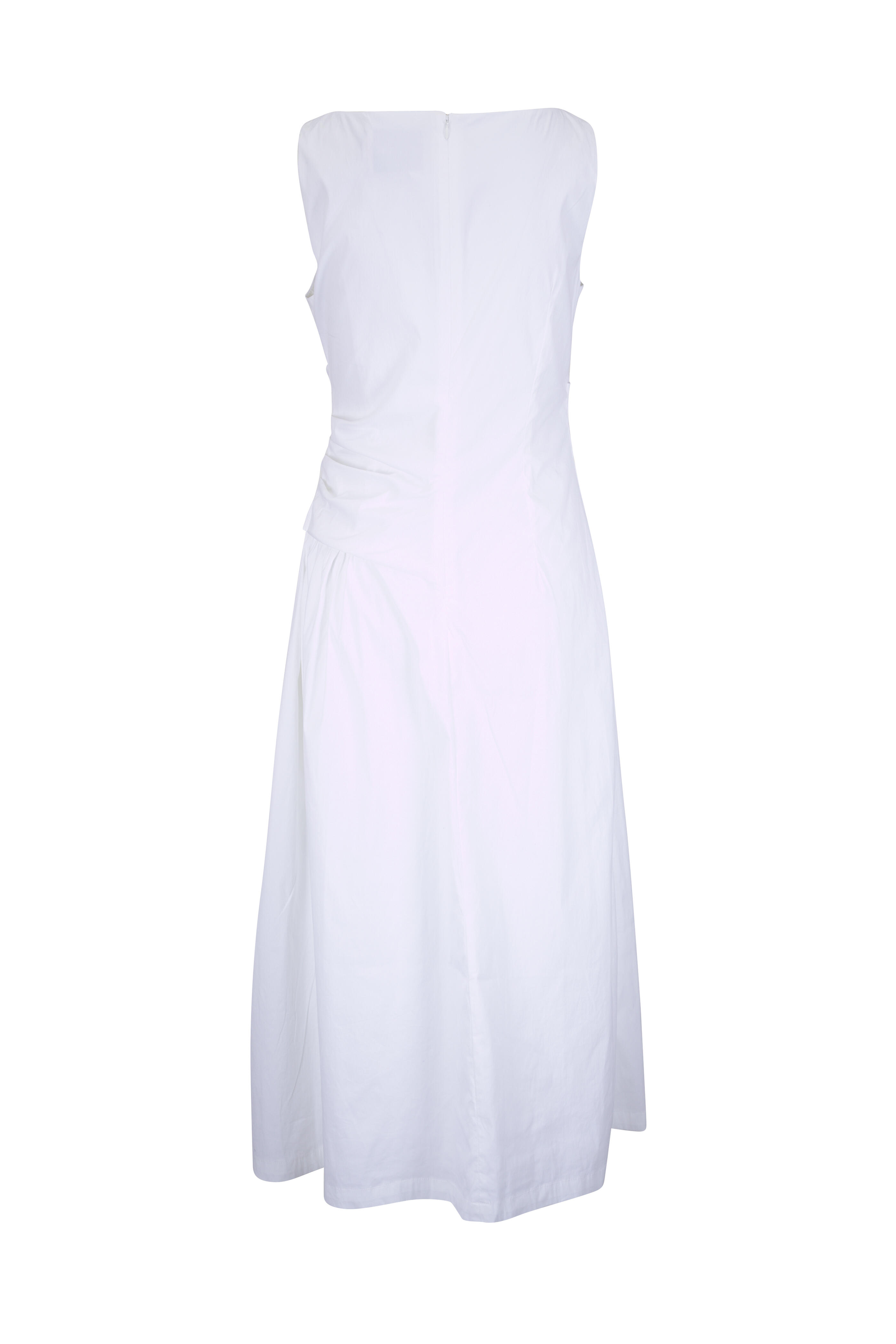 Lela Rose - White Cotton Poplin Asymmetrical Flounce Dress - view 4