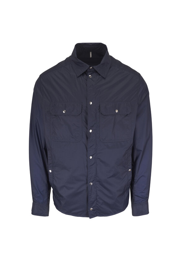 Moncler Navy Blue Ripstop Snap-Front Shacket - view 1