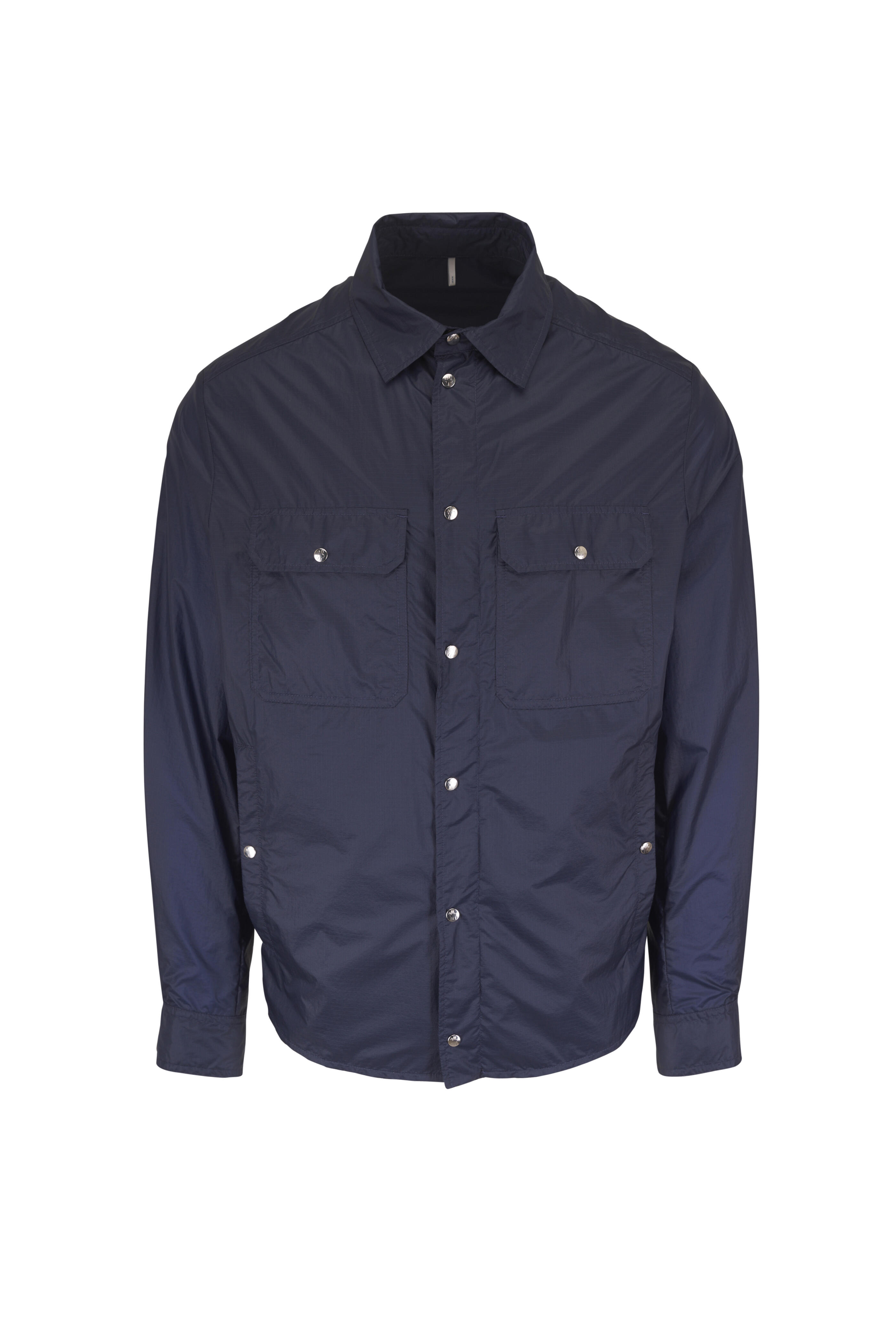 Moncler - Navy Blue Ripstop Snap-Front Shacket - view 1