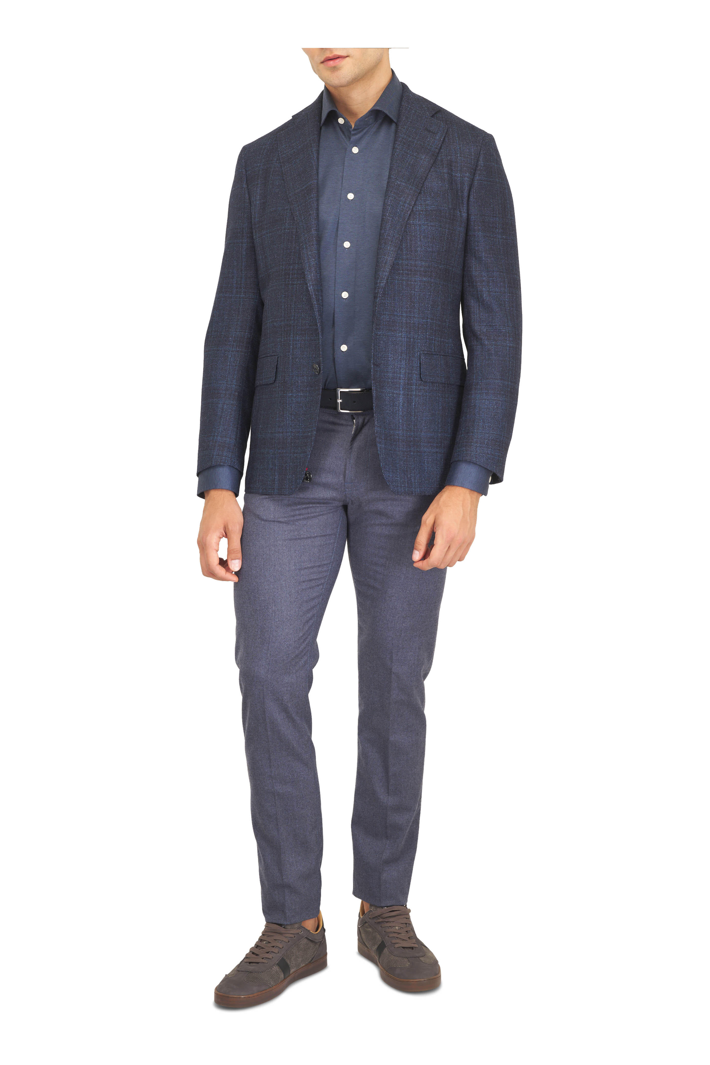 Atelier Munro - Blue Check Wool, Silk & Cashmere Sportcoat - view 2