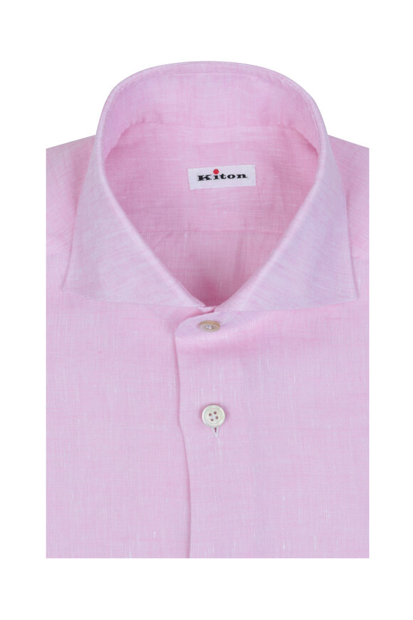 Kiton Pink Linen Sport Shirt 