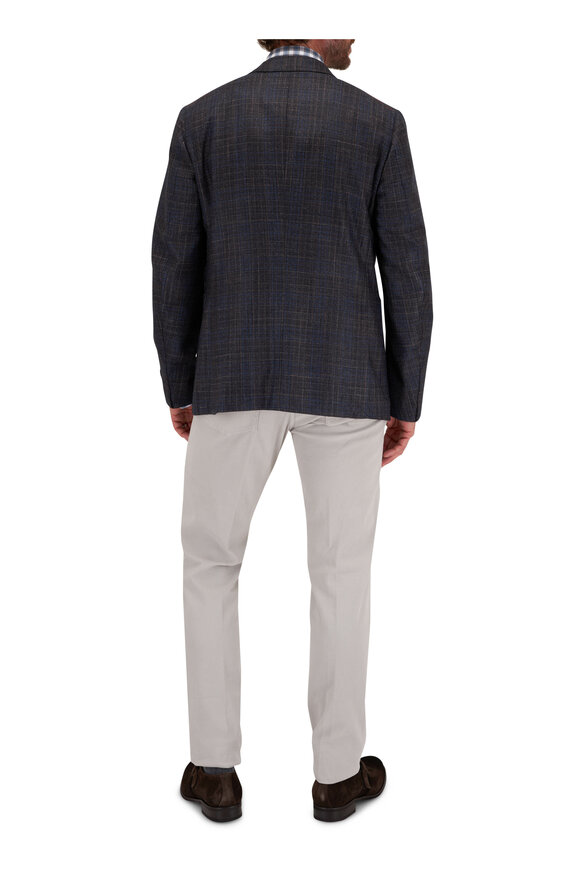 Isaia - Gray & Blue Plaid Wool Sportcoat