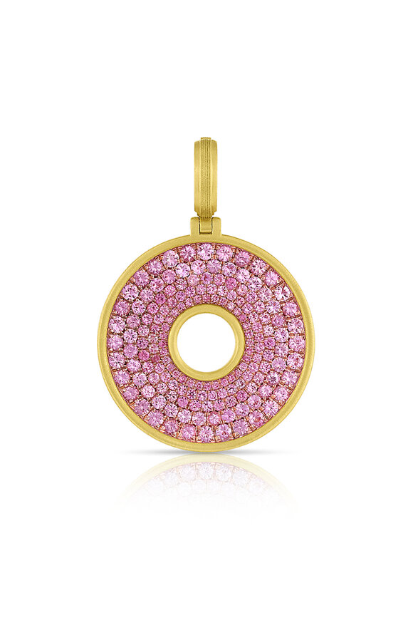 Leigh Maxwell 18k Yellow Gold Amani Pink Sapphire Pavé Pendant - view 1
