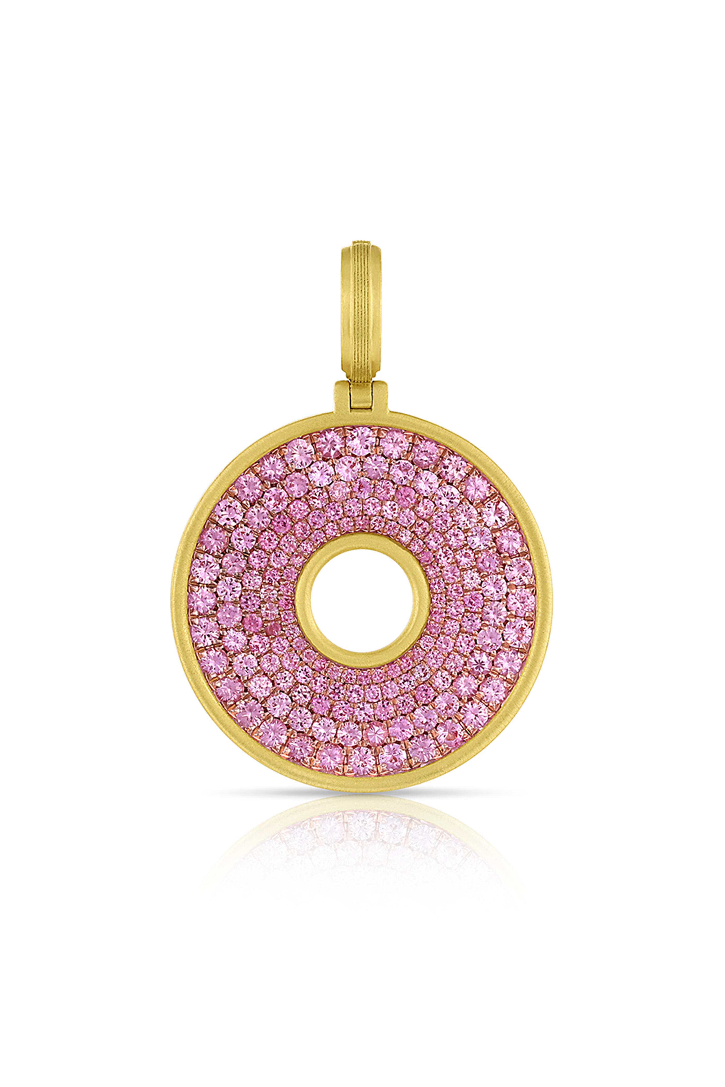 Leigh Maxwell - 18k Yellow Gold Amani Pink Sapphire Pavé Pendant - view 1