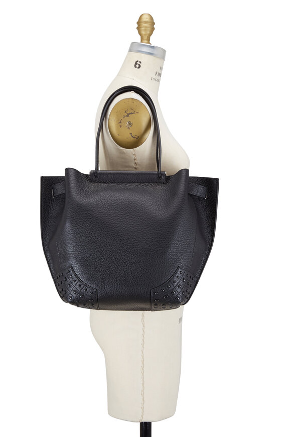 Tod's - Wave Black Pebbled Leather Small Tote 