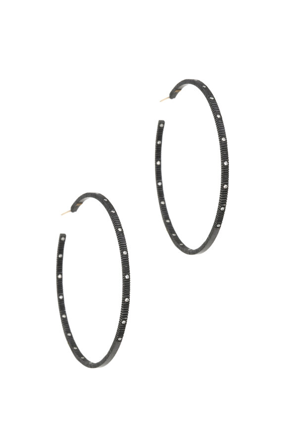 Yossi Harari - Oxidized Gilver Diamond Lilah Hoops