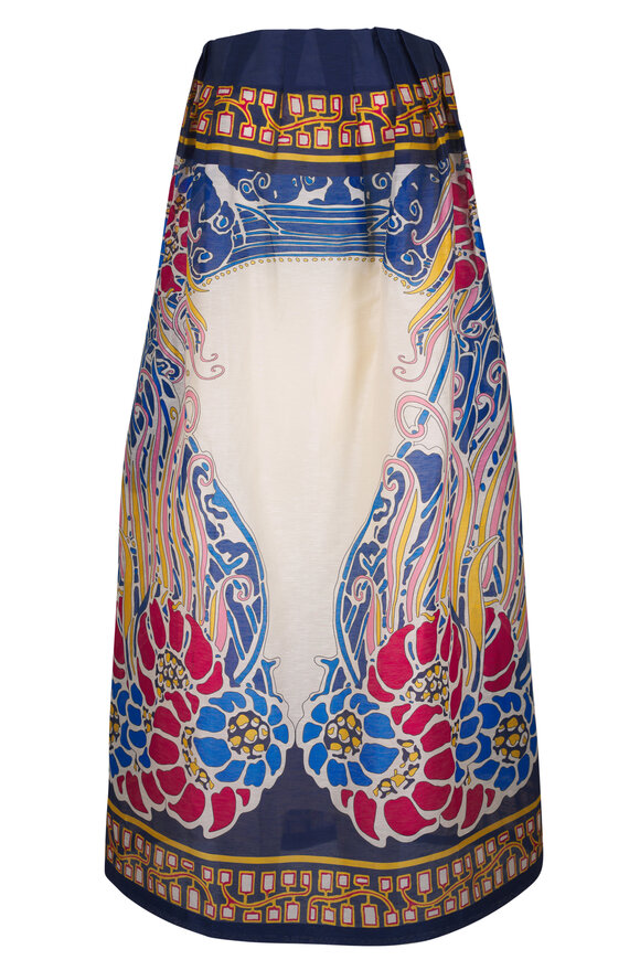 La DoubleJ Lemuria Blue Linen, Cotton & Silk Strapless Dress