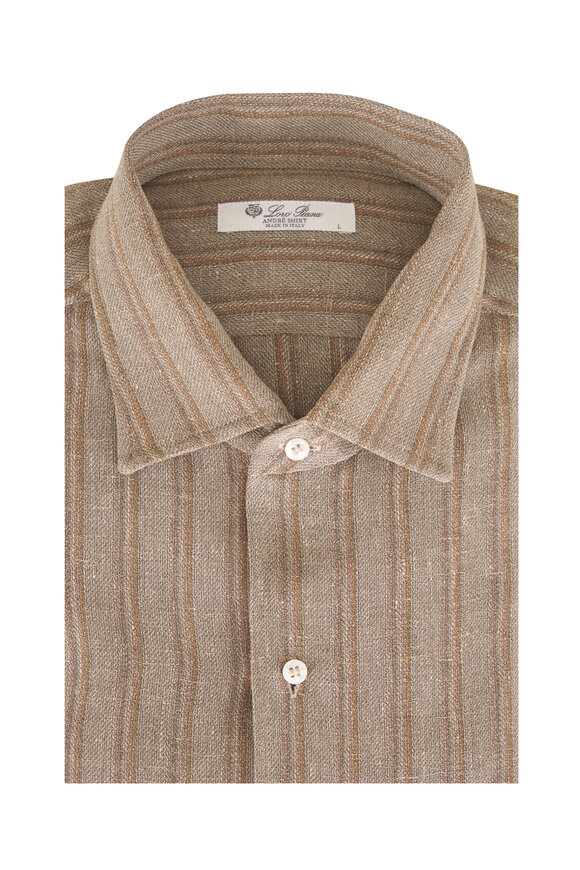 Loro Piana André Tundra Stripe Linen Sport Shirt - view 1