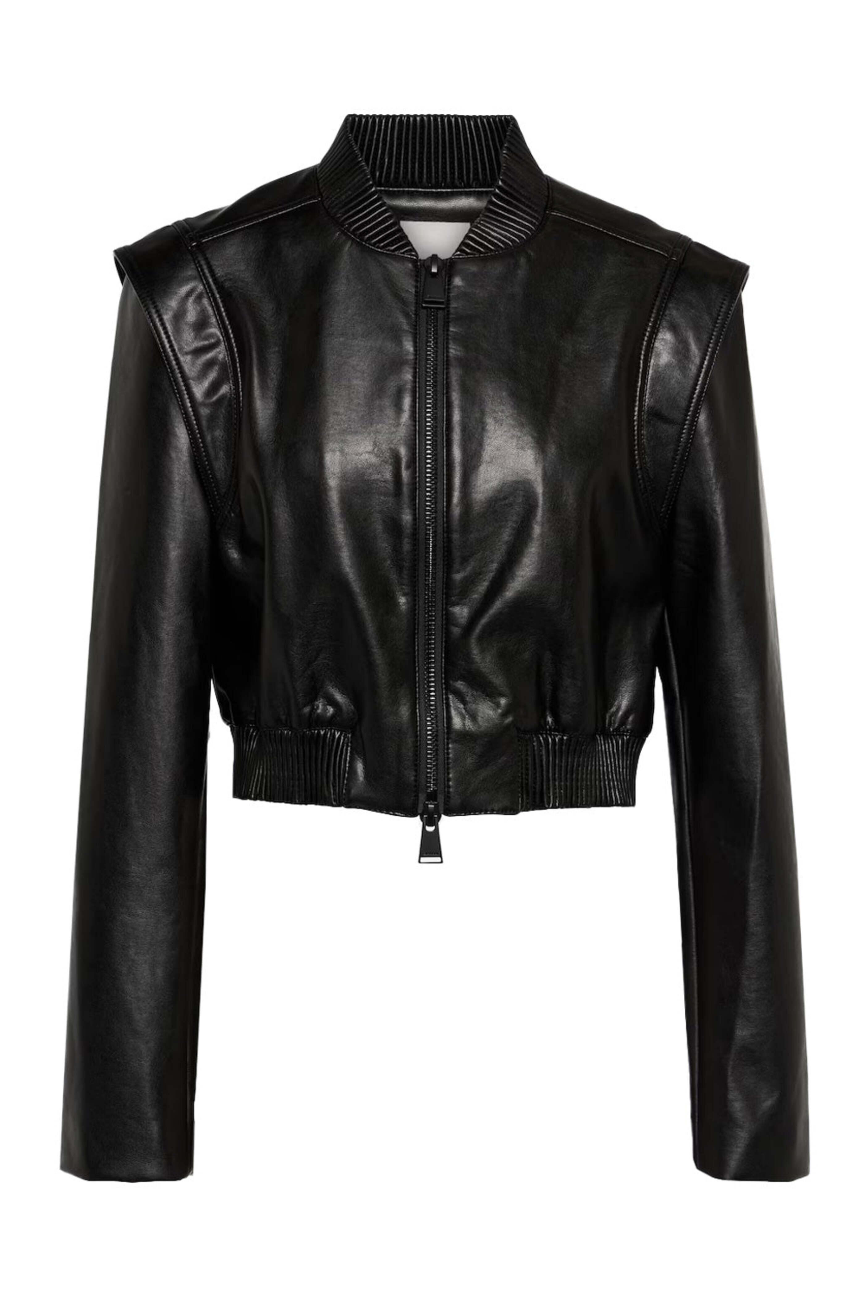 Simkhai - Black Vegan Leather Doreen Boxy Bomber Jacket