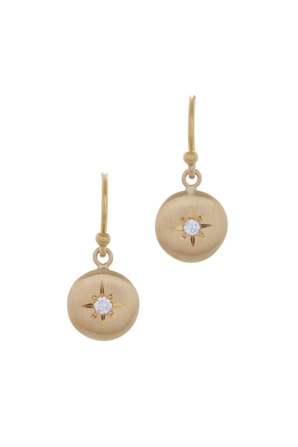 Caroline Ellen 20K Yellow Gold Diamond Drop Earrings