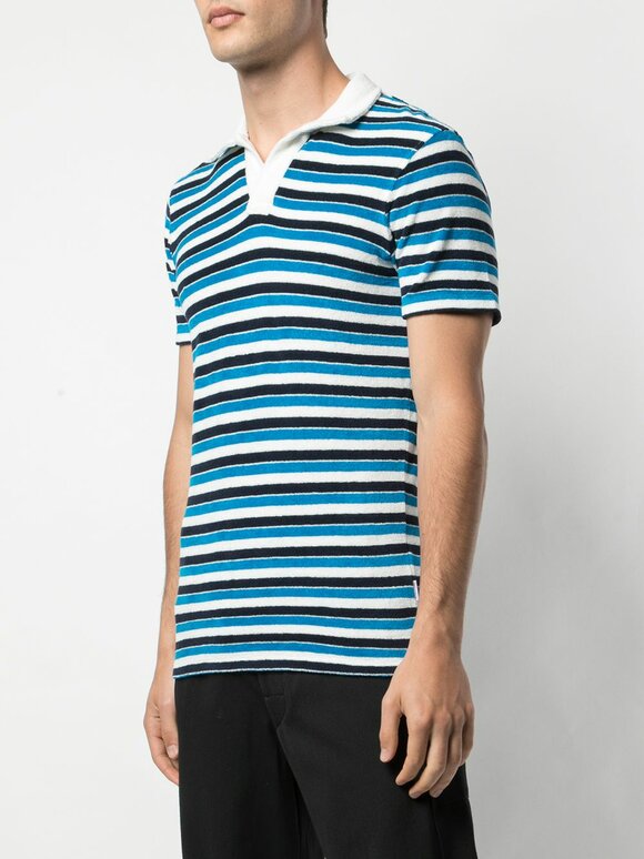 Orlebar Brown - Bahama Blue Striped Terry Cloth Polo