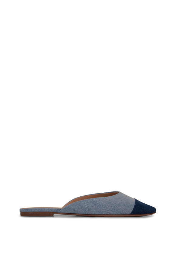 Veronica Beard - Carlotta Blue Multi Two-Tone Denim Flat Mule 