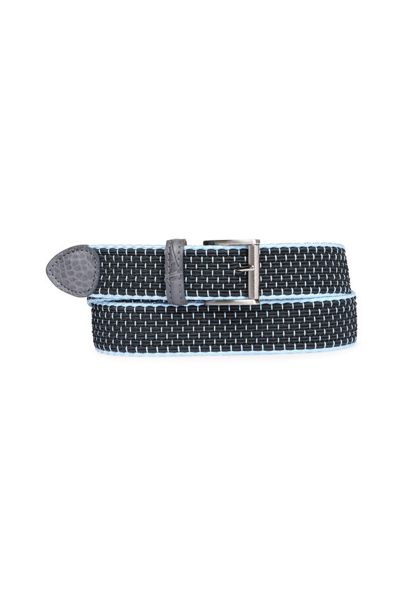 The Luxe Group, Llc Dba L.e.n Charcoal & Light Blue Dotted Braid Belt - view 1
