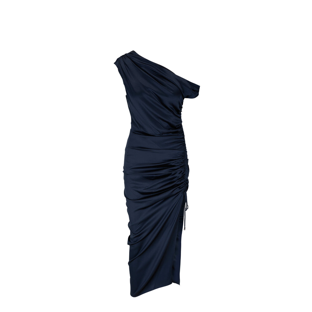 Veronica Beard - Kadie Navy Stretch Silk Charmeuse Dress