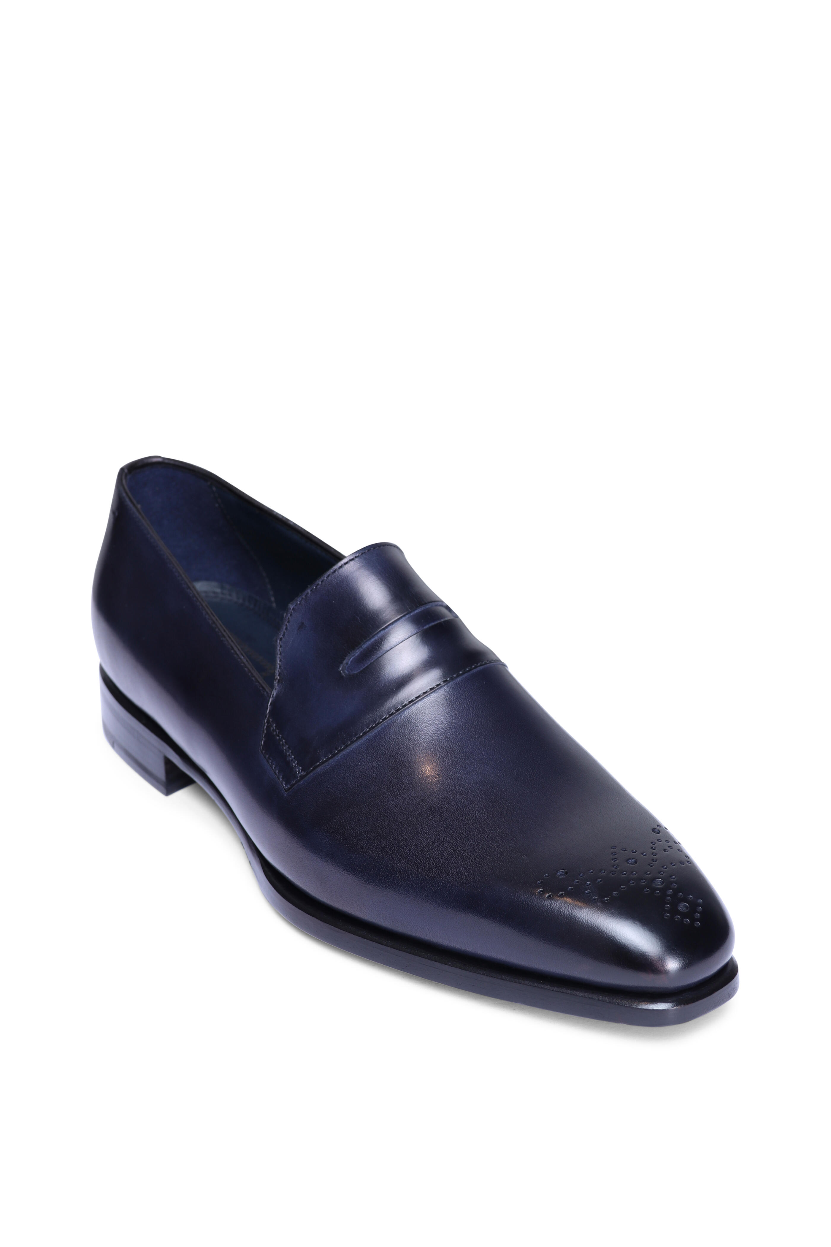Brioni - Brogue Navy Leather Loafer