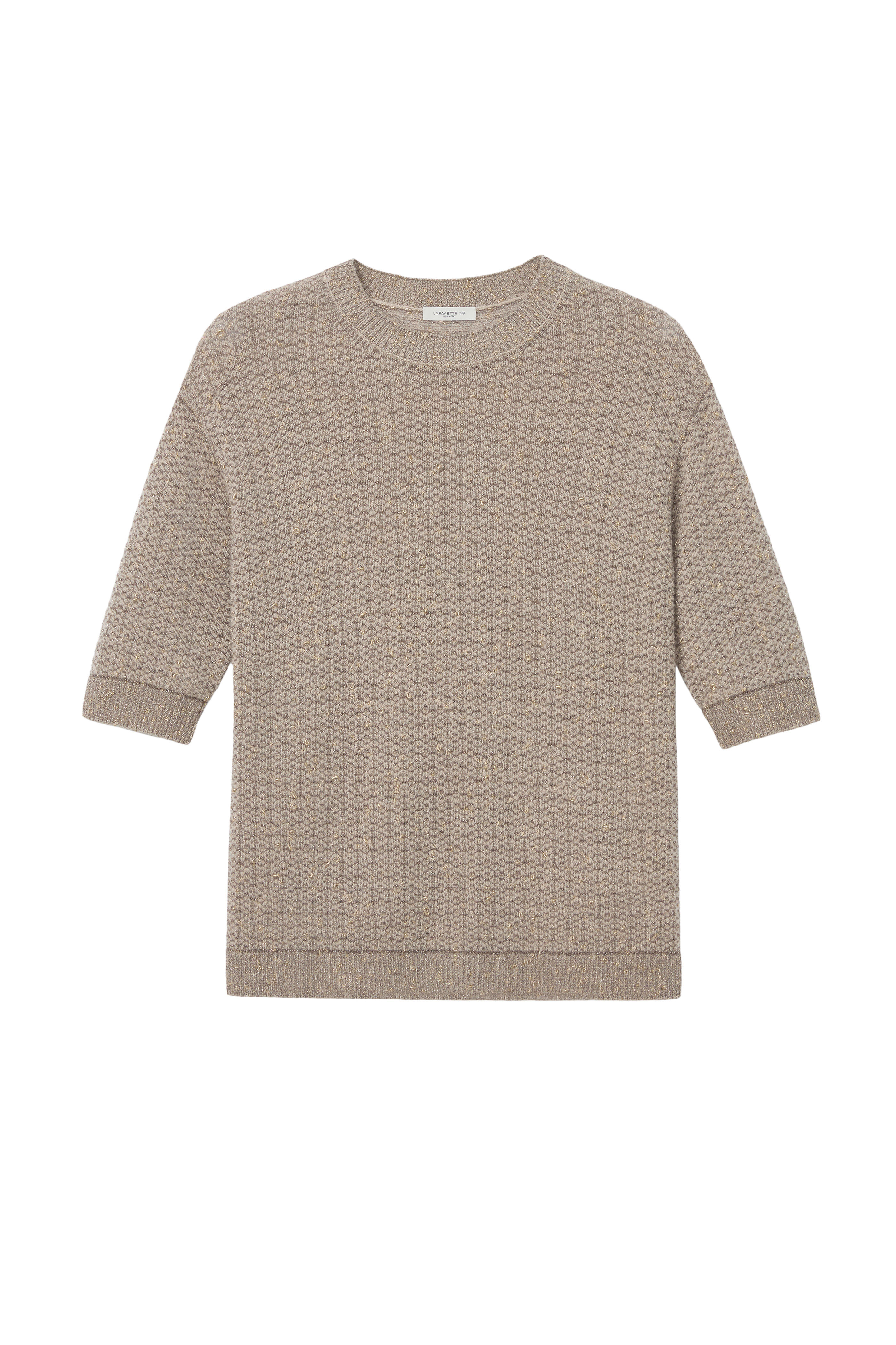 Lafayette 148 New York - Taupe Metallic Crewneck Sweater