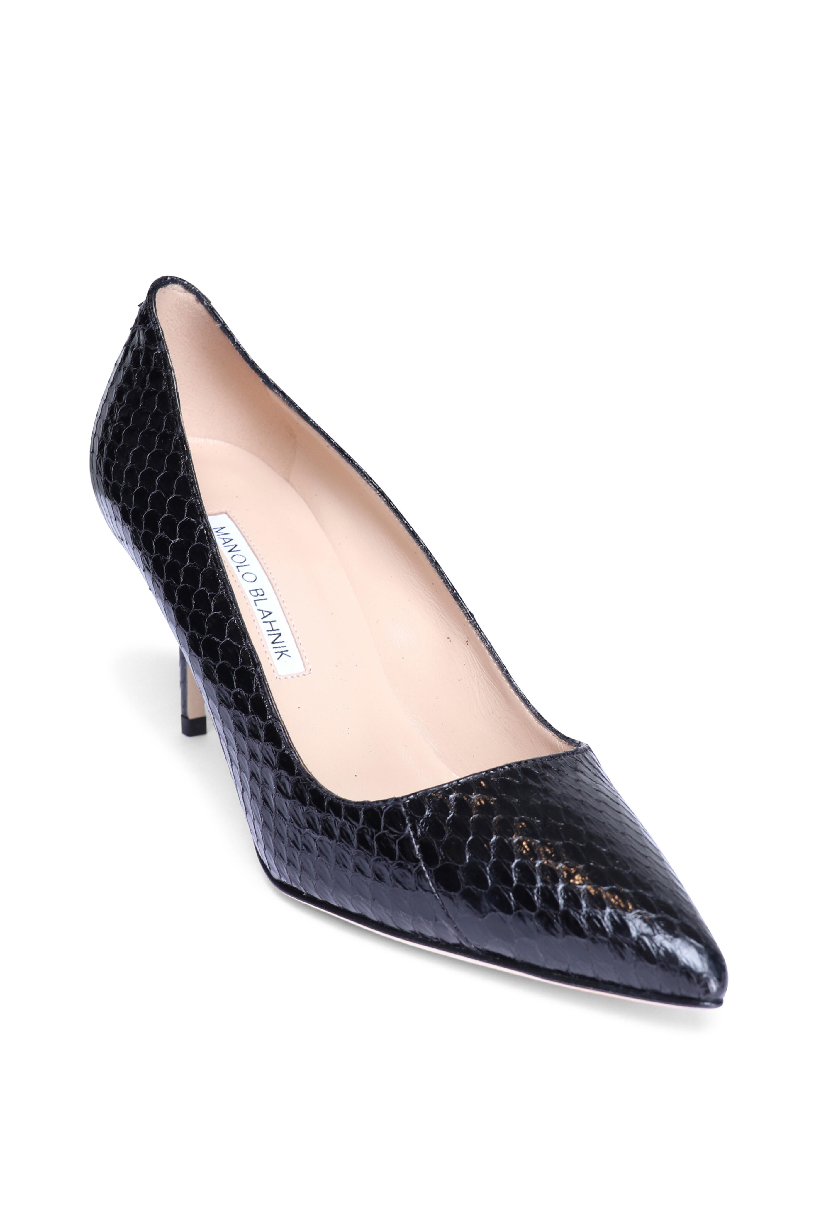 Manolo Blahnik - BB Black Embossed Leather Pump, 70mm