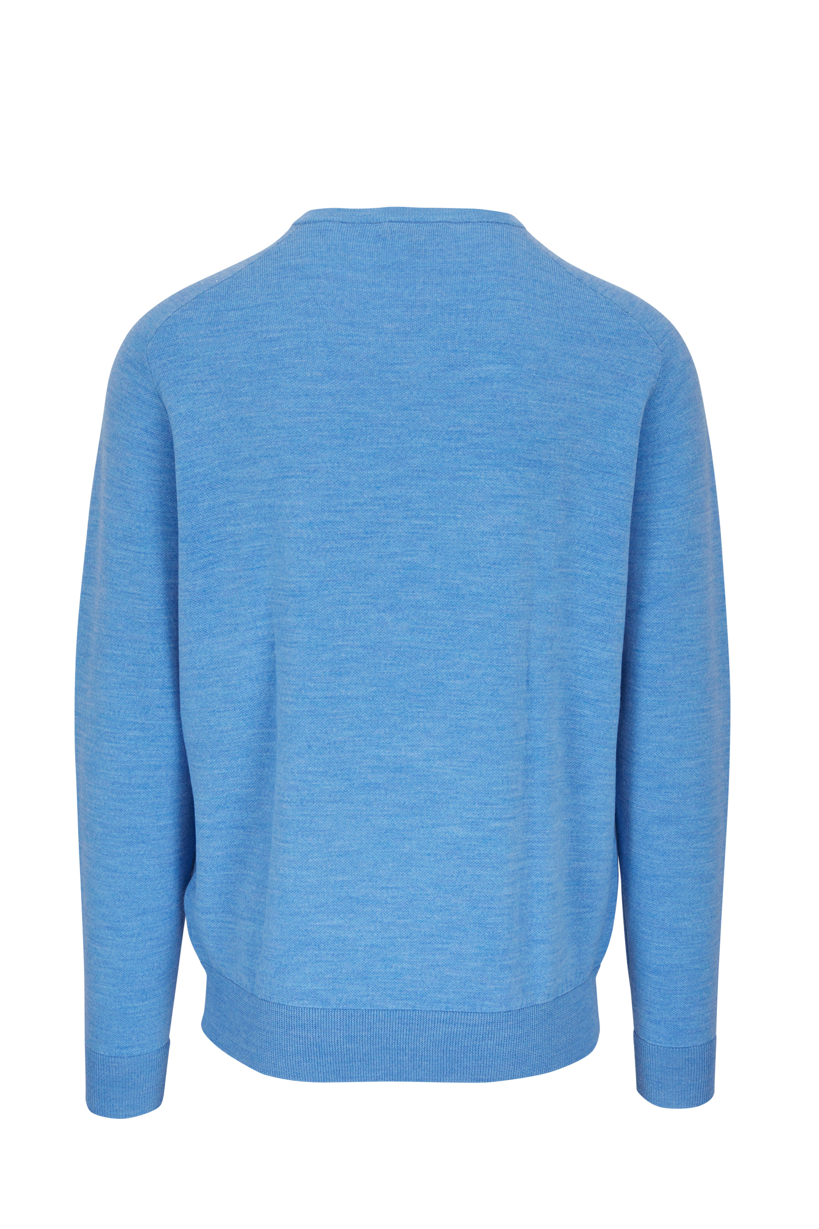 Peter Millar - Light Blue Crown Crafted Interlock V-Neck Sweater