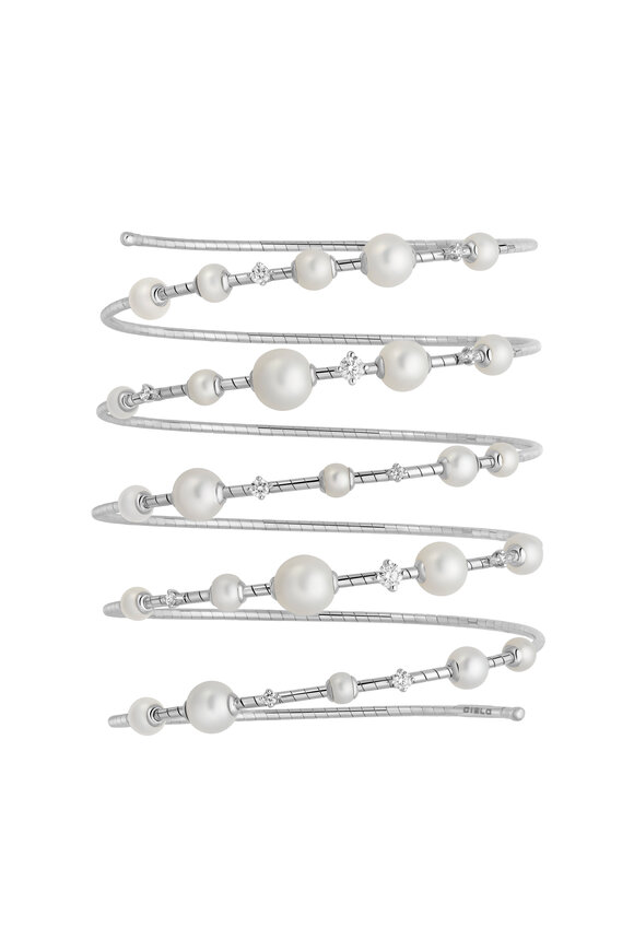 Mattia Cielo 18k White Gold Diamond & Pearl Bracelet