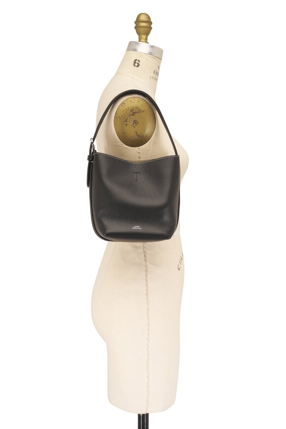 Totême Small Belted Black Grained Leather Tote - view 7