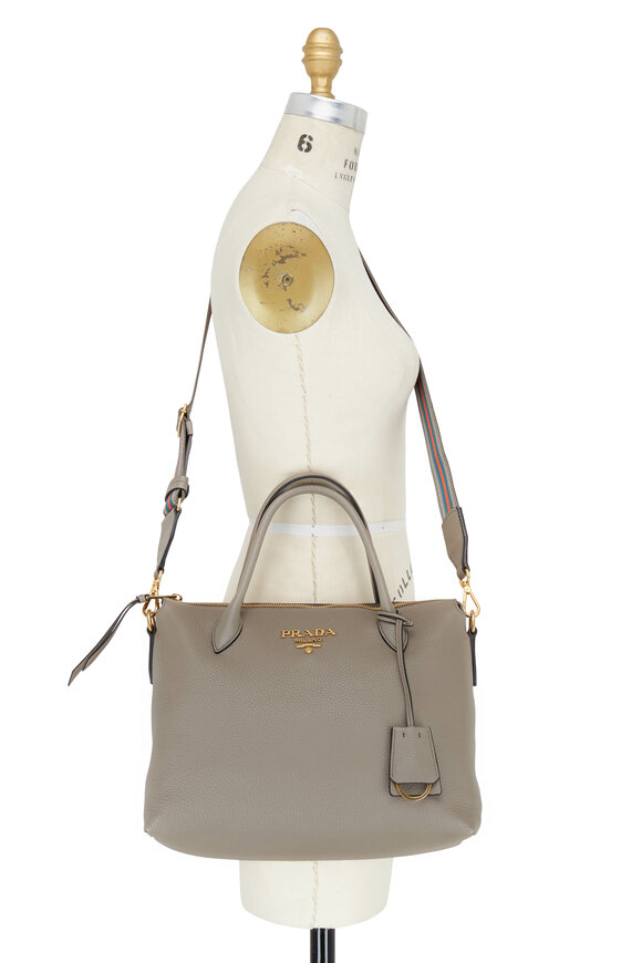 Prada - Gray Vitello Daino Guitar Strap Shoulder Bag 