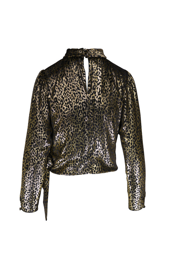 Libertine Vreeland Gold Animal Print Side Tie Blouse - view 3