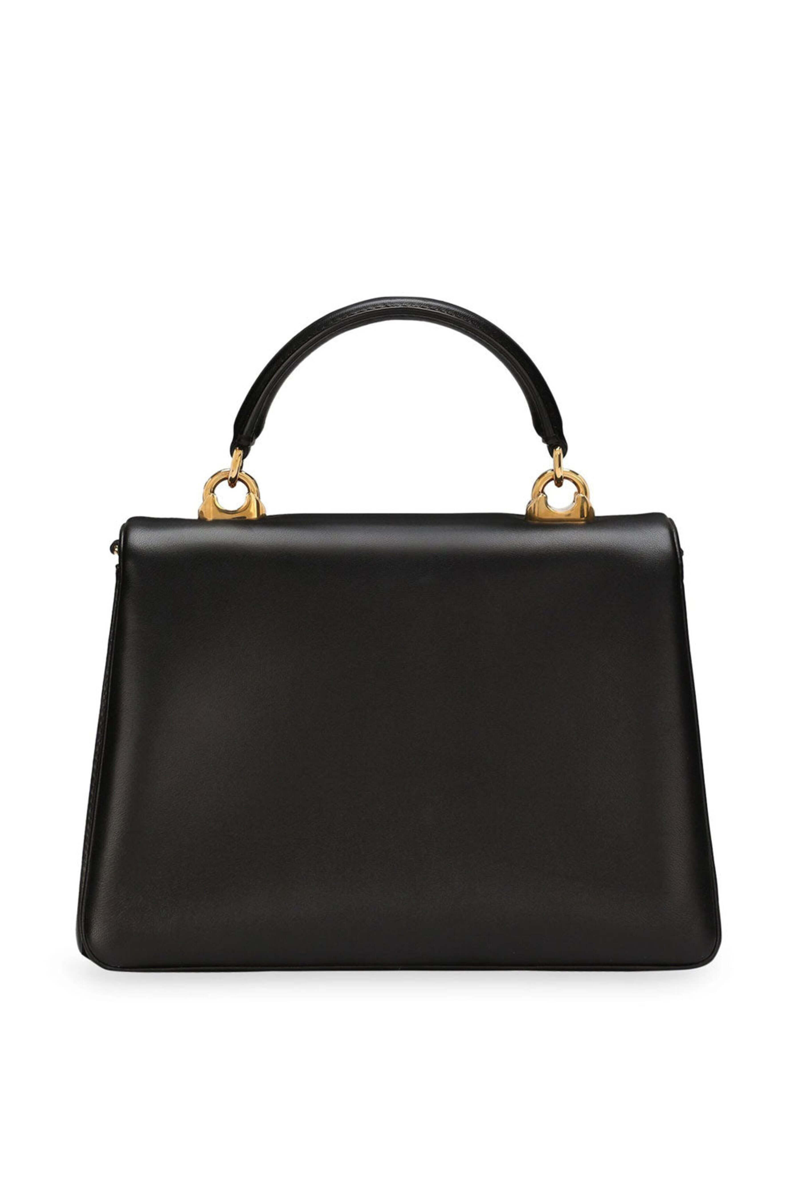 国内発 DOLCE & GABBANA Devotion ブラックレザーハンドルバッグ ブラックのウィメンズ DEVOTION トップハンドルバッグ
