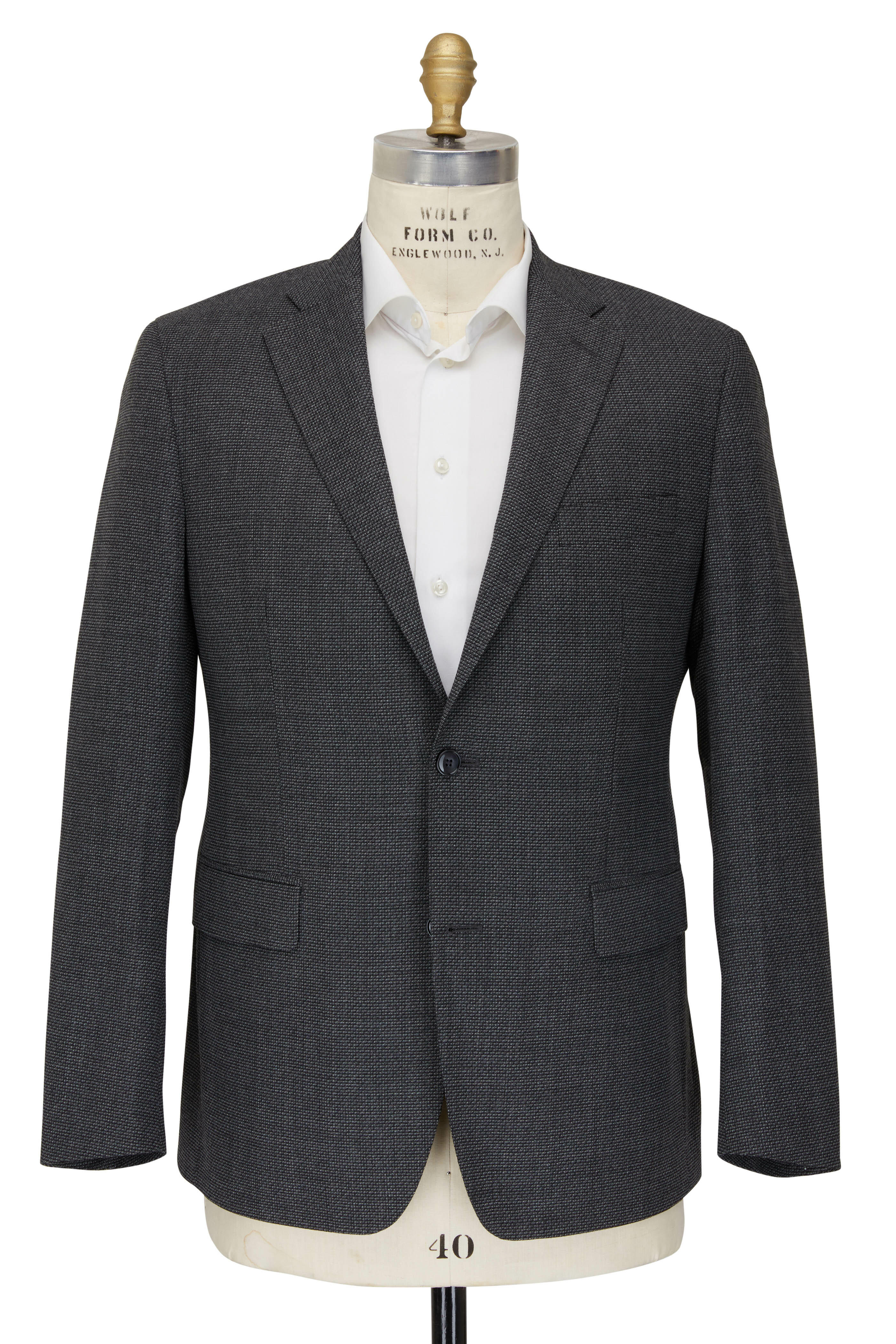 Atelier Munro - Charcoal Gray Solid Textured Wool Blend Sportcoat