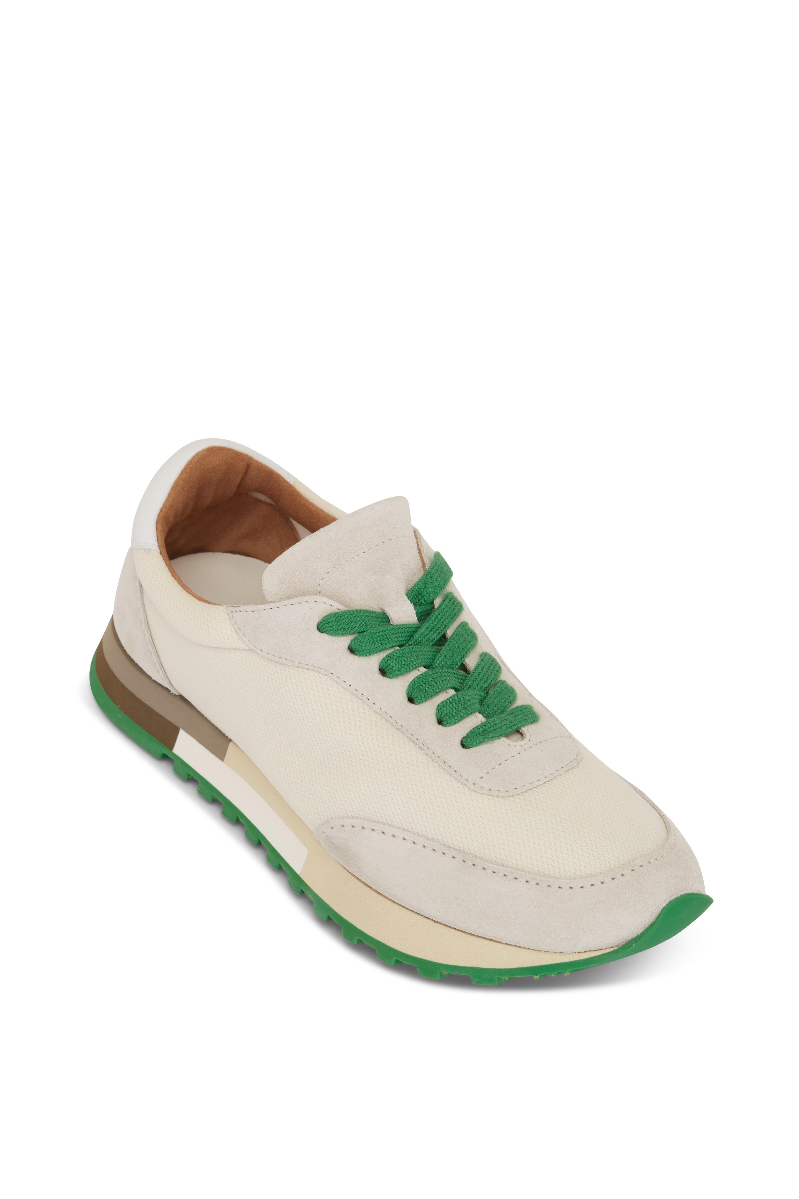The Row - Owen Ivory/Green Running Sneaker | Mitchell Stores