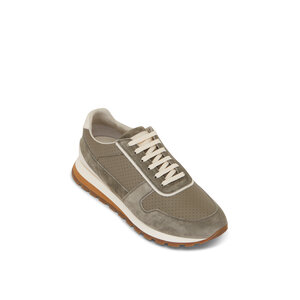 Brunello Cucinelli - Army Green Mixed Media Trainer