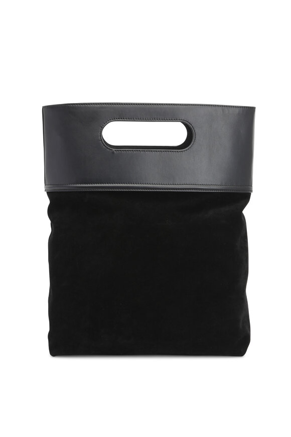 Agnona - Black Leather & Suede Tote 