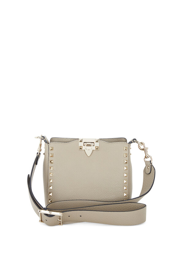 Valentino Garavani - Rockstud Warm Taupe Leather Mini Hobo Crossbody