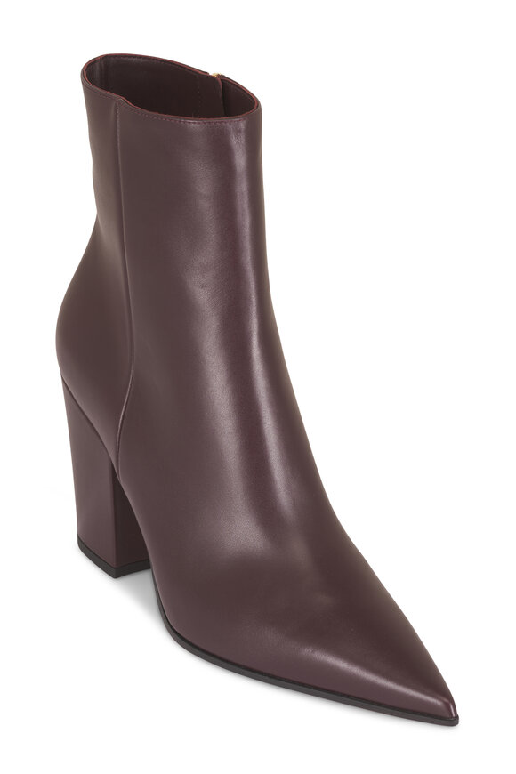 Gianvito Rossi Keina Burgundy Leather Side Zip Bootie, 55mm - view 1