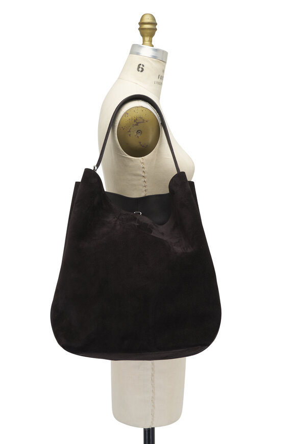 Totême - Belted Dark Brown Suede Tote Bag