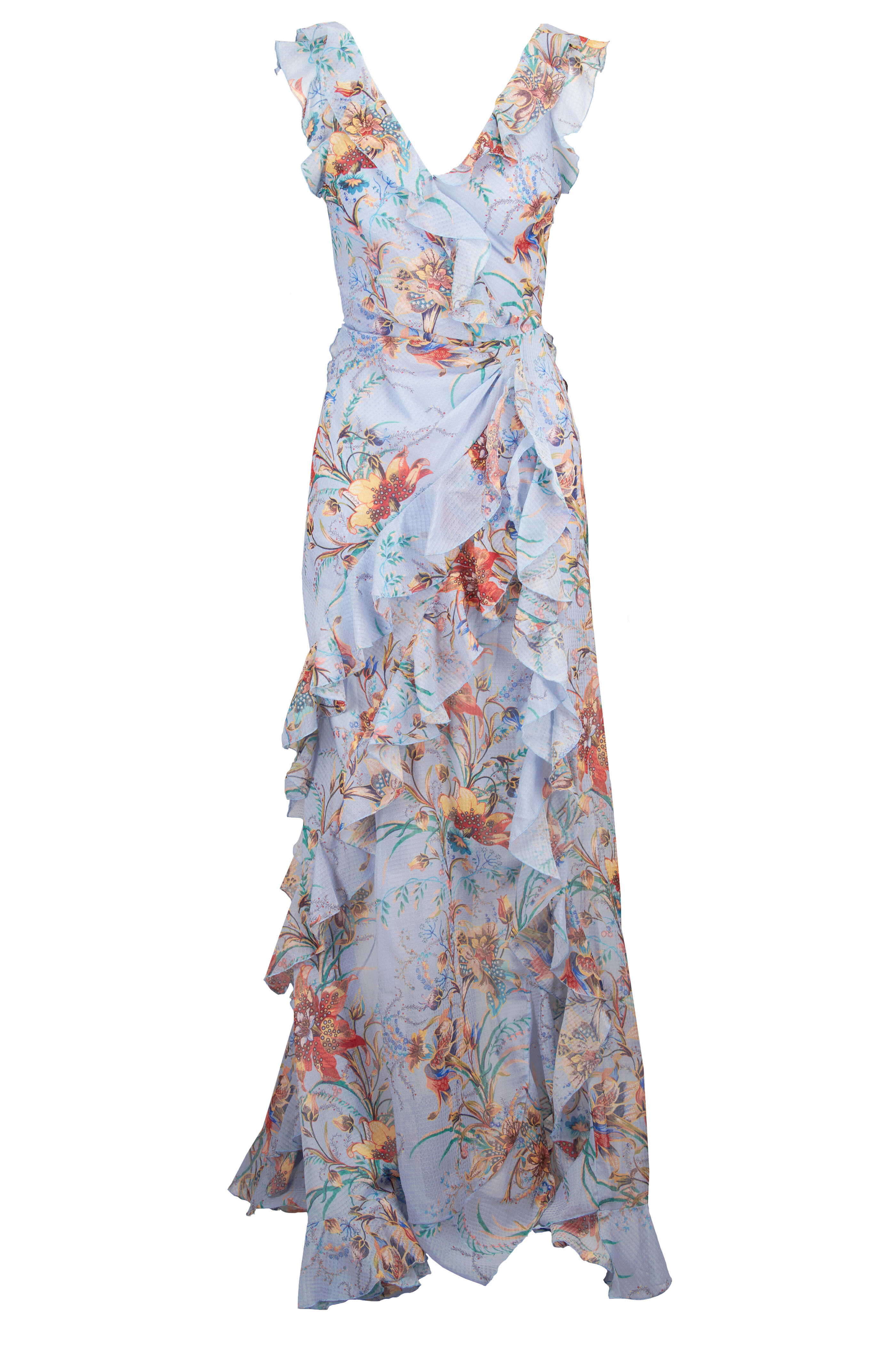 Etro - Floral Baby Blue Ruffle Maxi Dress - view 1