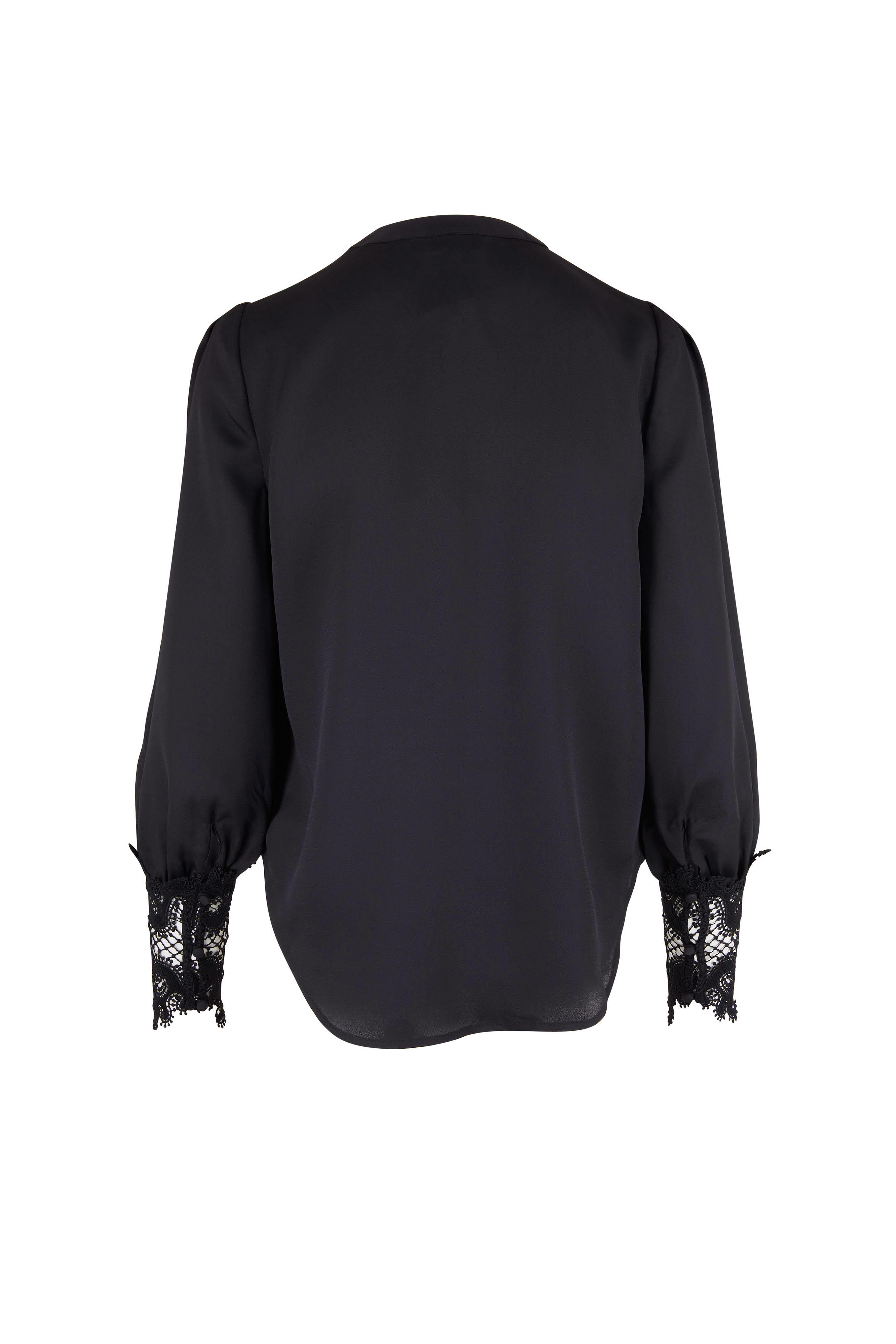 L'Agence - Ava Black Lace Cuff Blouse | Mitchell Stores