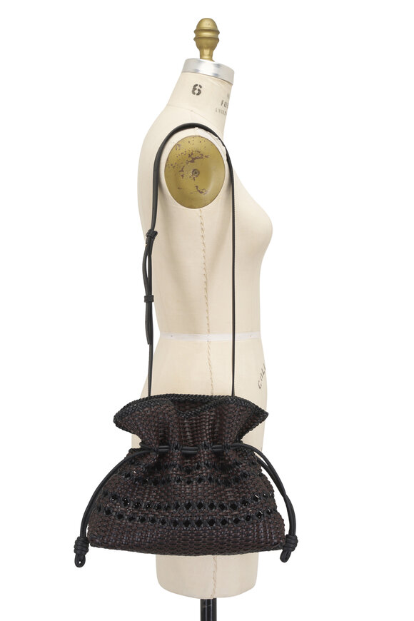 Loewe Medium Flamenco Black & Brown Woven Leather Clutch - view 6