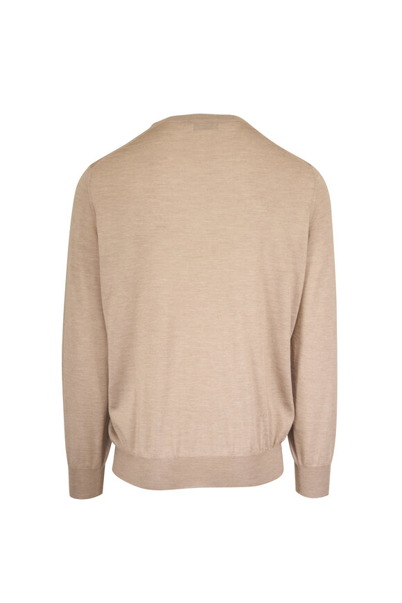 Brunello Cucinelli Tan Cashmere & Silk Crewneck Sweater - view 2