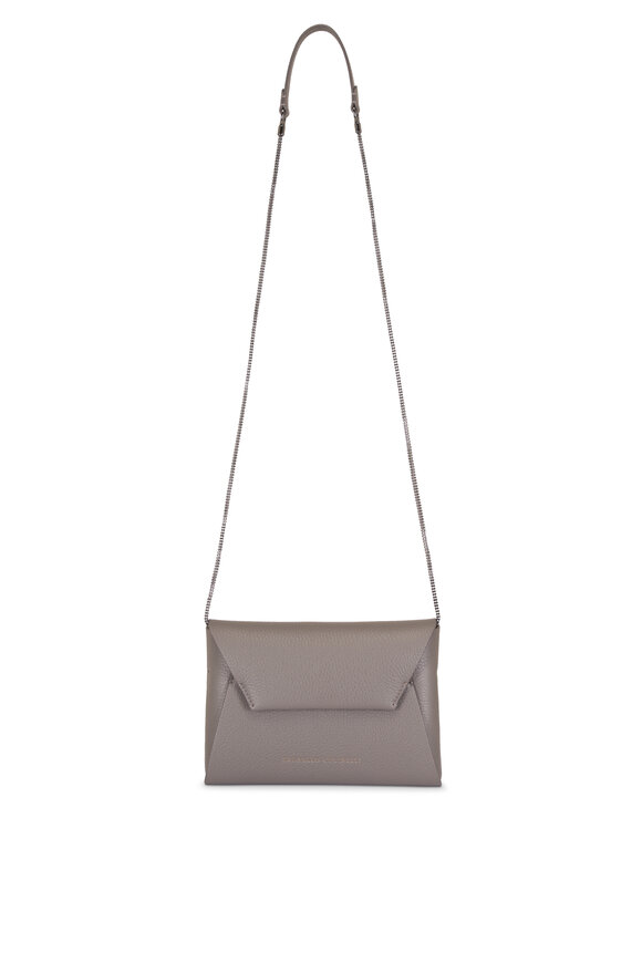 Brunello Cucinelli Duo Steel Leather Chain Envelope Clutch - view 1