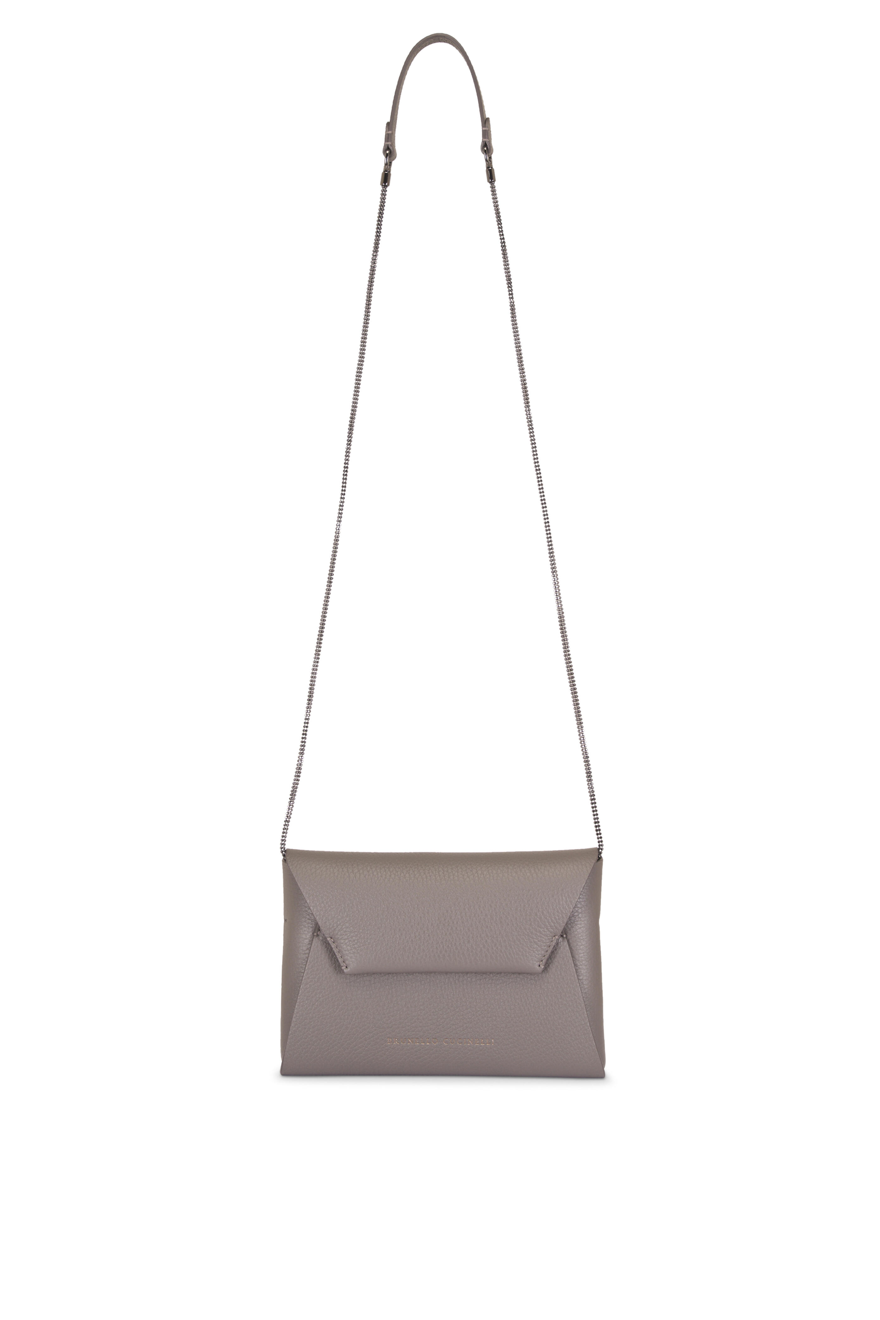 Brunello Cucinelli - Duo Steel Leather Chain Envelope Clutch - view 1