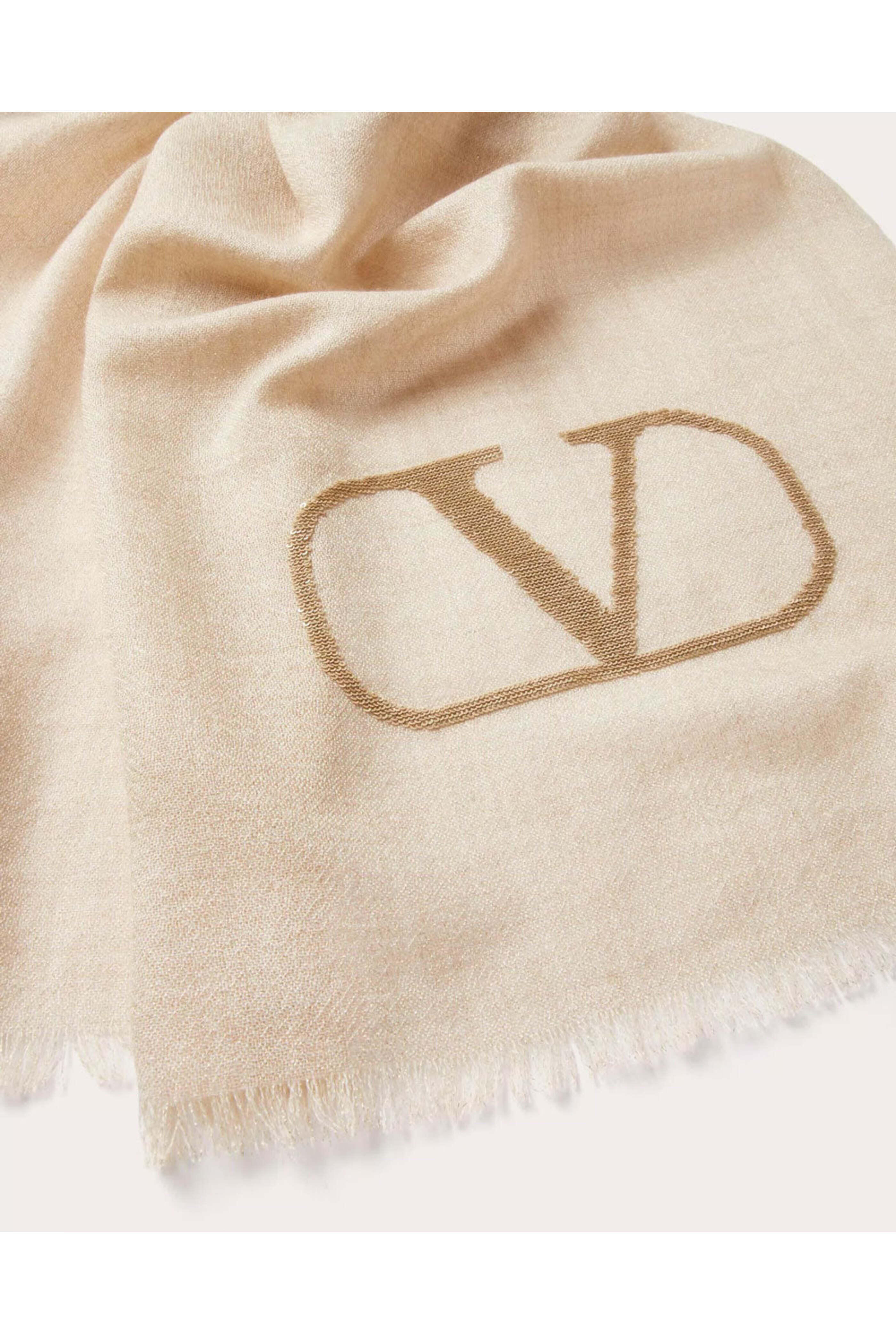 Valentino Garavani - Vlogo Signature Cashmere and Silk Shawl in Camel