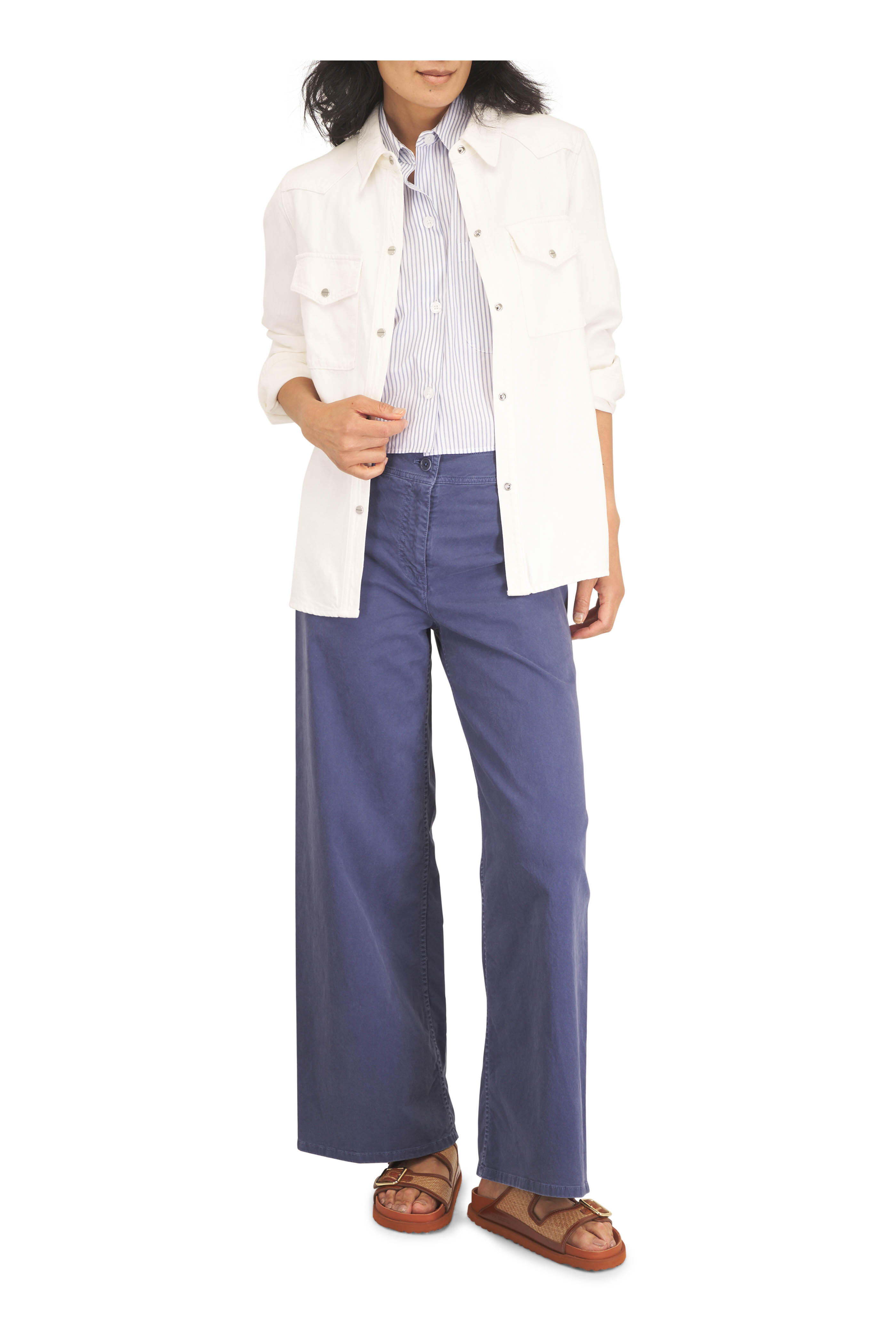 Nili Lotan - Megan French Navy Cotton Pant - view 2