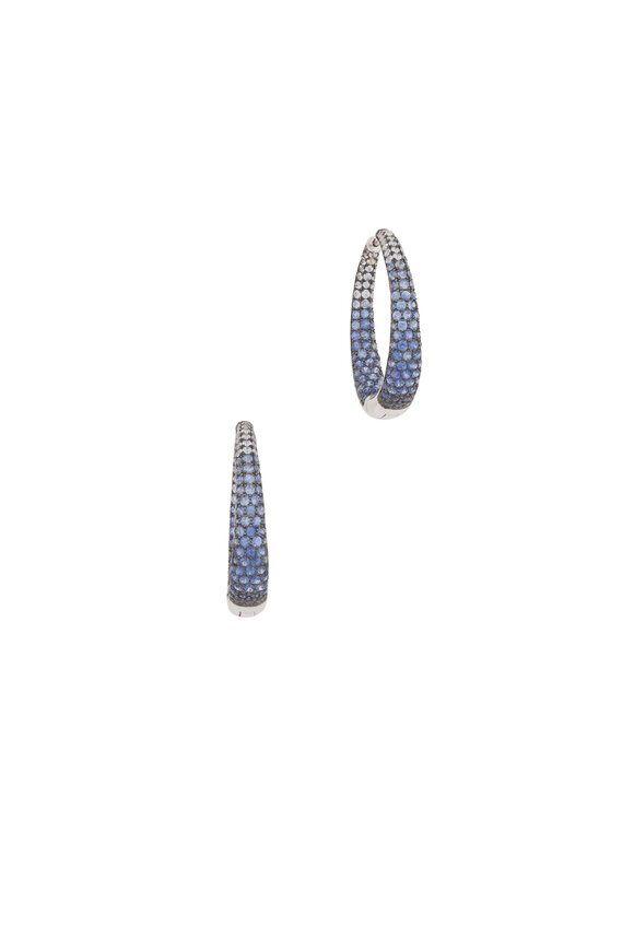 Cairo 18k White Gold Ombre Sapphire Hoop