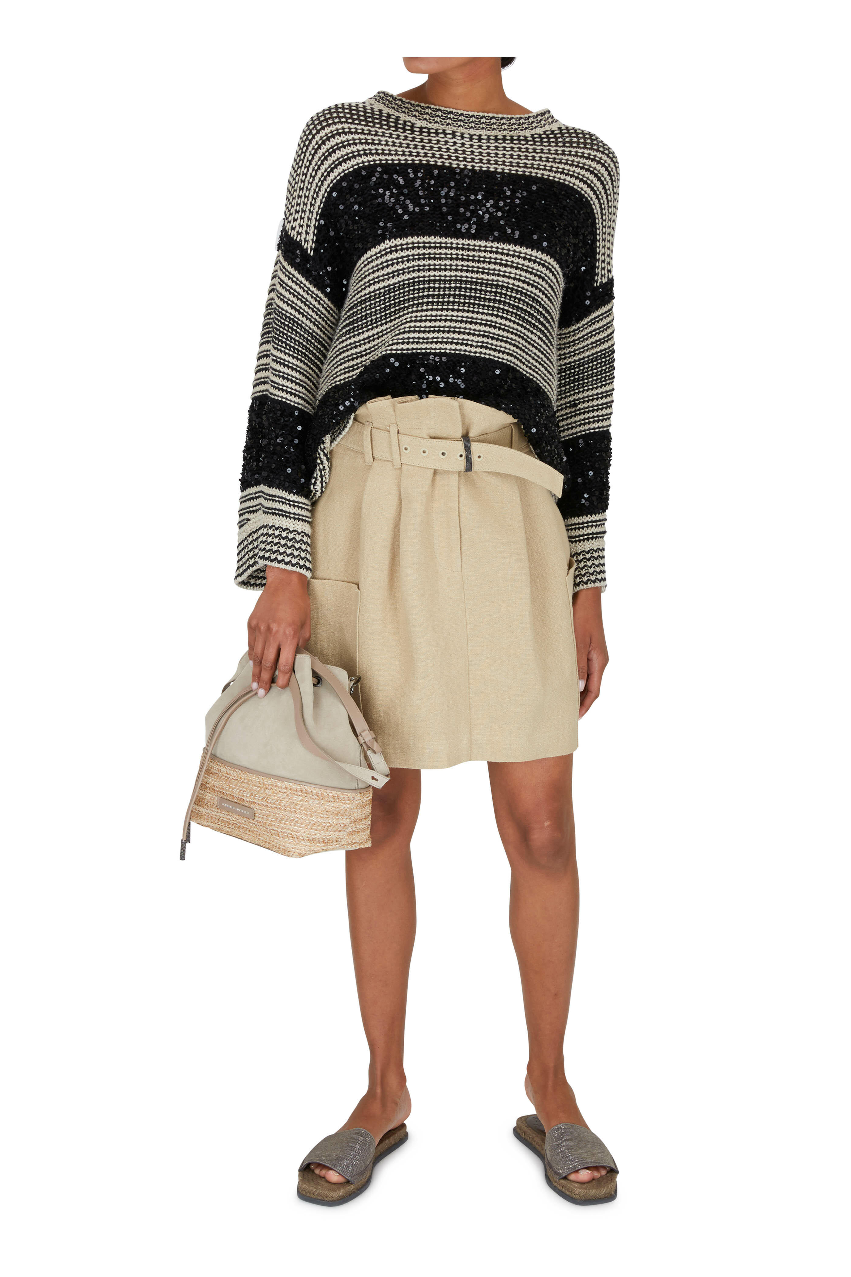ミニスカート BRUNELLO CUCINELLI Women Mini Skirts MH126G3814C3095 Beige BRUNELLO CUCINELLI Pleated twill mini skirt | NET-A-PORTER