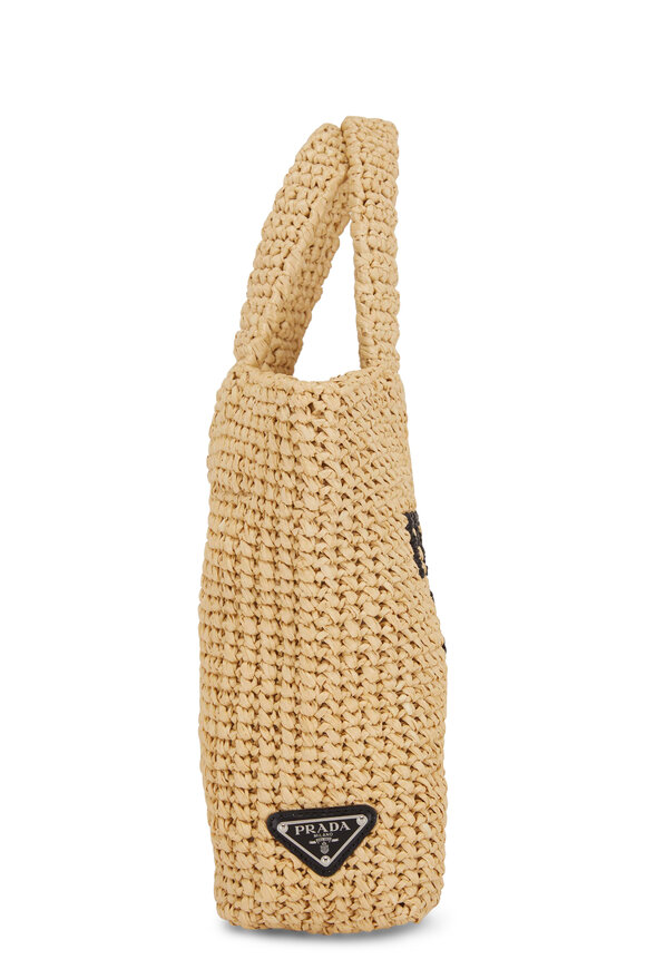 Prada - Natural Raffia Logo Small Tote